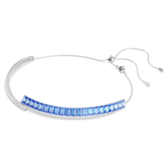 Matrix choker Mixed cuts, Blue, Rhodium plated