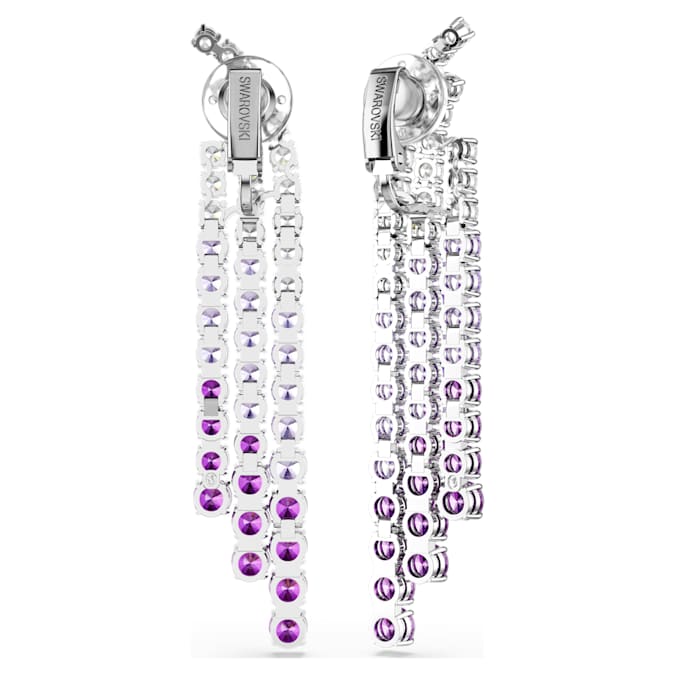 Matrix Clip earrings Color gradient, Round cuts, Purple, Rhodium plated