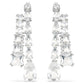 Matrix drop earrings Mixed cuts, White, Rhodium plated