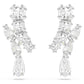 Matrix drop earrings Mixed cuts, White, Rhodium plated