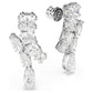 Matrix drop earrings Mixed cuts, White, Rhodium plated