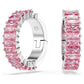 Matrix ear cuffs Baguette cut, Pink, Rhodium plated