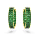 Matrix hoop earrings Baguette cut, Green, Gold-tone plated