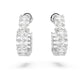 Matrix hoop earrings Baguette cut, Heart, Small, White, Rhodium plated