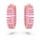 Matrix hoop earrings Baguette cut, Pink, Rose gold-tone plated