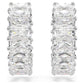 Matrix hoop earrings Baguette cut, White, Rhodium plated