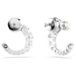 Matrix hoop earrings Crystal pearl, Round cut, White, Rhodium plated