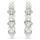 Matrix hoop earrings Crystal pearl, Round cut, White, Rhodium plated