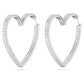 Matrix hoop earrings Heart, Large, White, Rhodium plated