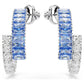 Matrix hoop earrings Mixed cuts, Blue, Rhodium plated