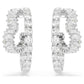 Matrix hoop earrings Mixed cuts, Heart, White, Rhodium plated