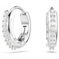 Matrix hoop earrings Round cut, White, Rhodium plated
