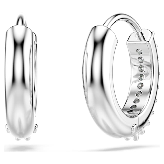 Matrix hoop earrings Round cut, White, Rhodium plated