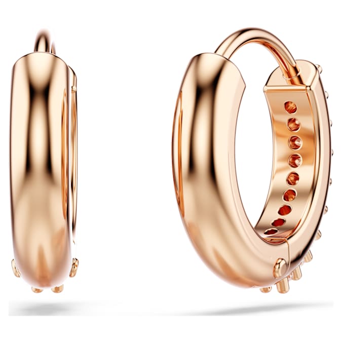 Matrix hoop earrings Round cut, White, Rose gold-tone plated