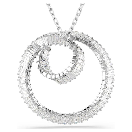 Matrix pendant Baguette cut, White, Rhodium plated
