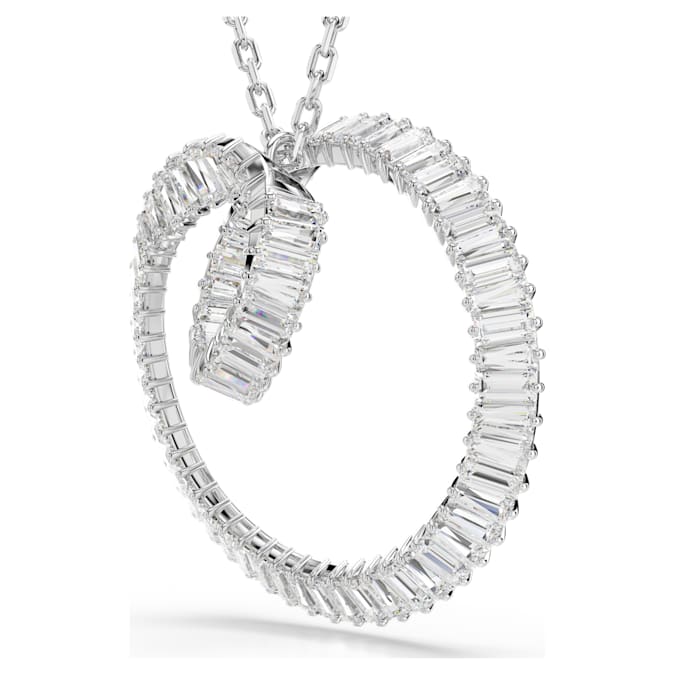 Matrix pendant Baguette cut, White, Rhodium plated