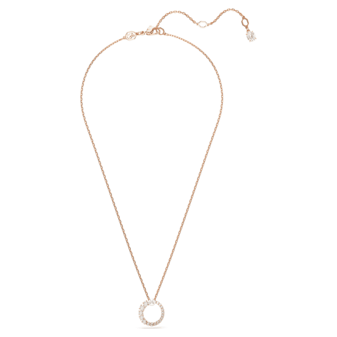 Matrix pendant Crystal pearl, Round cut, White, Rose gold-tone plated