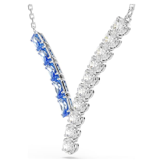 Matrix pendant Mixed cuts, Blue, Rhodium plated