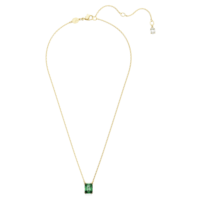 Matrix pendant Rectangular cut, Green, Gold-tone plated
