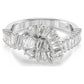 Matrix ring Baguette cut, Knot, White, Rhodium plated