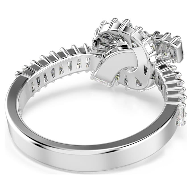 Matrix ring Baguette cut, Knot, White, Rhodium plated