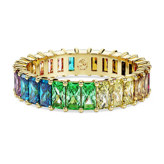 Matrix ring Baguette cut, Multicolored, Gold-tone plated