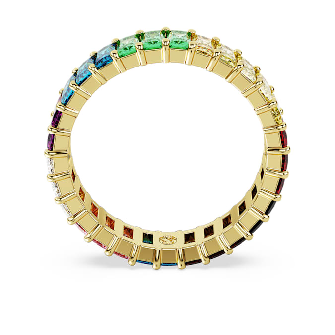 Matrix ring Baguette cut, Multicolored, Gold-tone plated