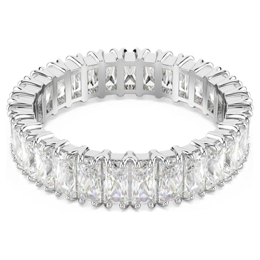 Matrix ring Baguette cut, White, Silver-tone finish