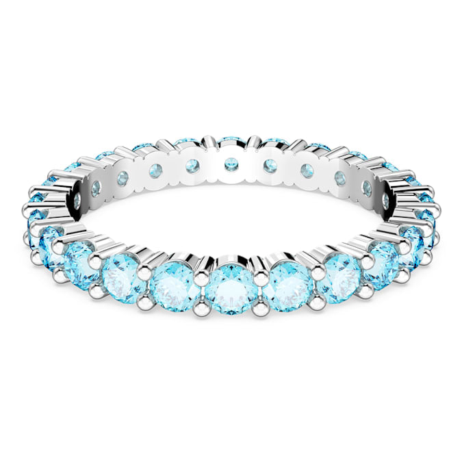 Matrix ring Round cut, Blue, Rhodium plated
