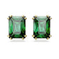 Matrix stud earrings Rectangular cut, Green, Gold-tone plated