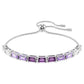 Matrix Tennis bracelet Baguette cut, Purple, Rhodium plated