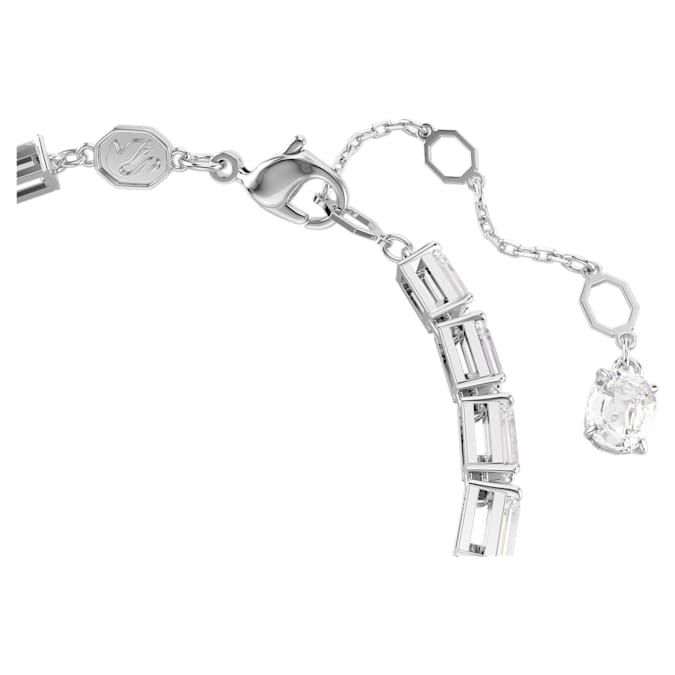Matrix Tennis bracelet Baguette cut, White, Rhodium plated