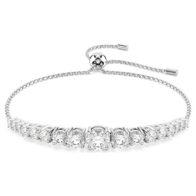 Matrix Tennis bracelet Gradient of round cuts, White, Rhodium plated