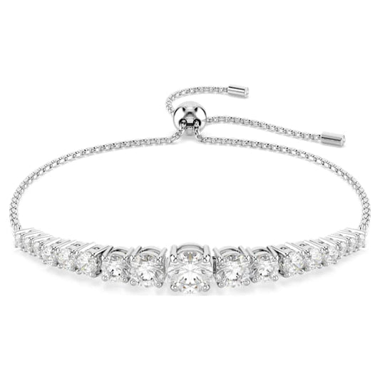 Matrix Tennis bracelet Gradient of round cuts, White, Rhodium plated