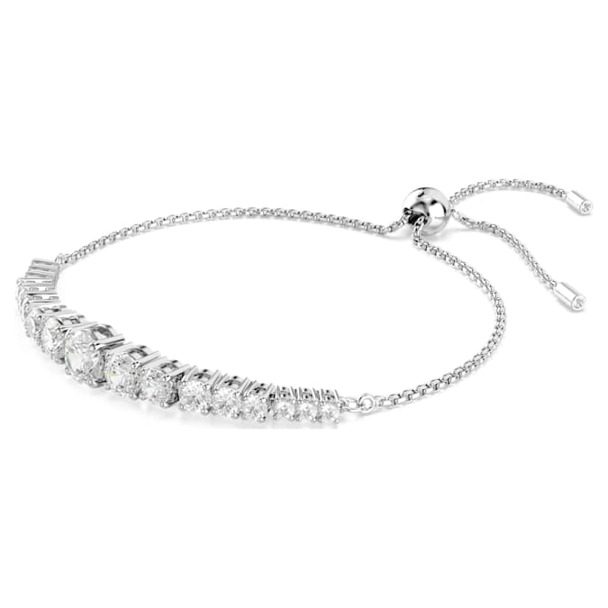 Matrix Tennis bracelet Gradient of round cuts, White, Rhodium plated