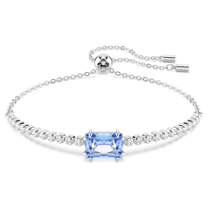 Matrix Tennis bracelet Mixed cuts, Blue, Rhodium plated