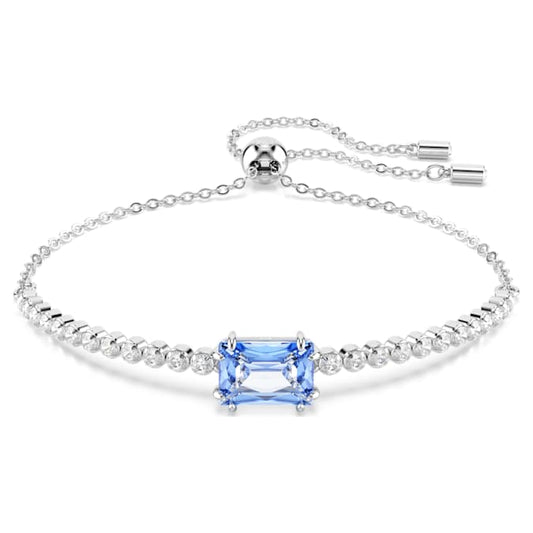 Matrix Tennis bracelet Mixed cuts, Blue, Rhodium plated