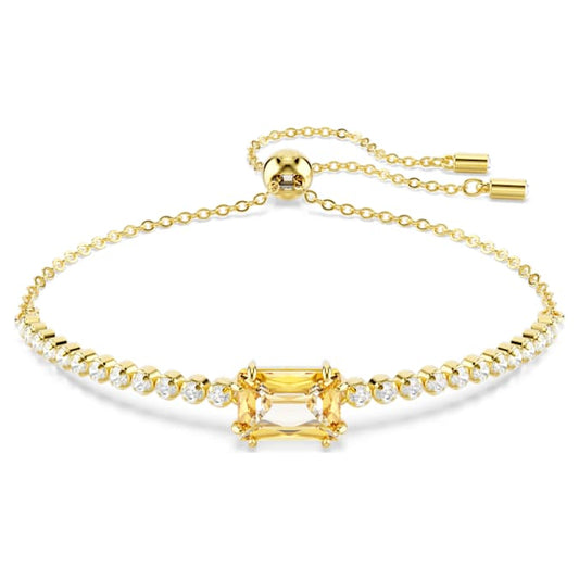 Matrix Tennis bracelet Mixed cuts, Caramel, Gold-tone plated
