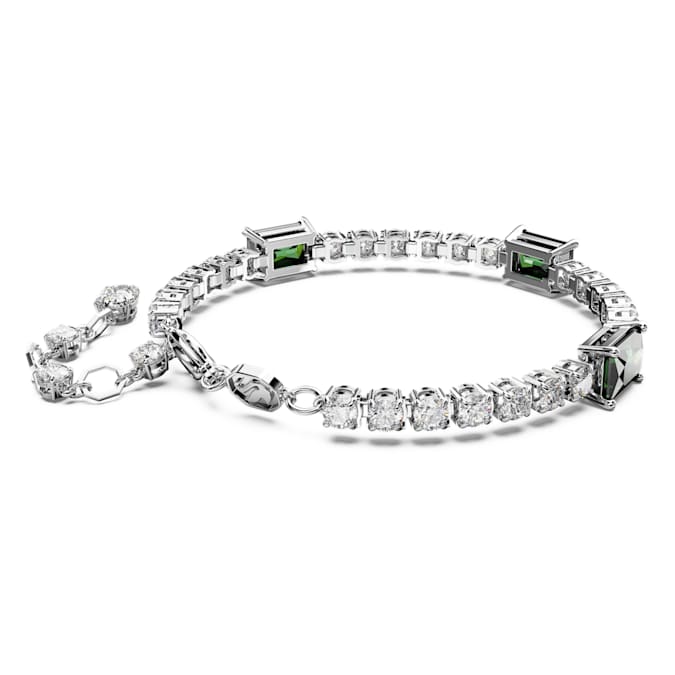 Matrix Tennis bracelet Mixed cuts, Green, Rhodium plated