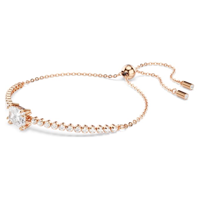 Matrix Tennis bracelet Mixed cuts, White, Rose gold-tone plated
