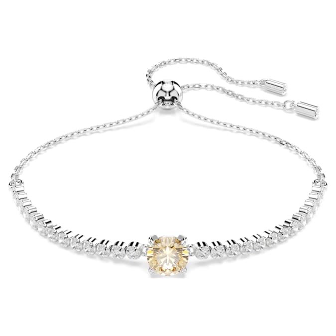 Matrix Tennis bracelet Mixed cuts, Yellow, Rhodium plated