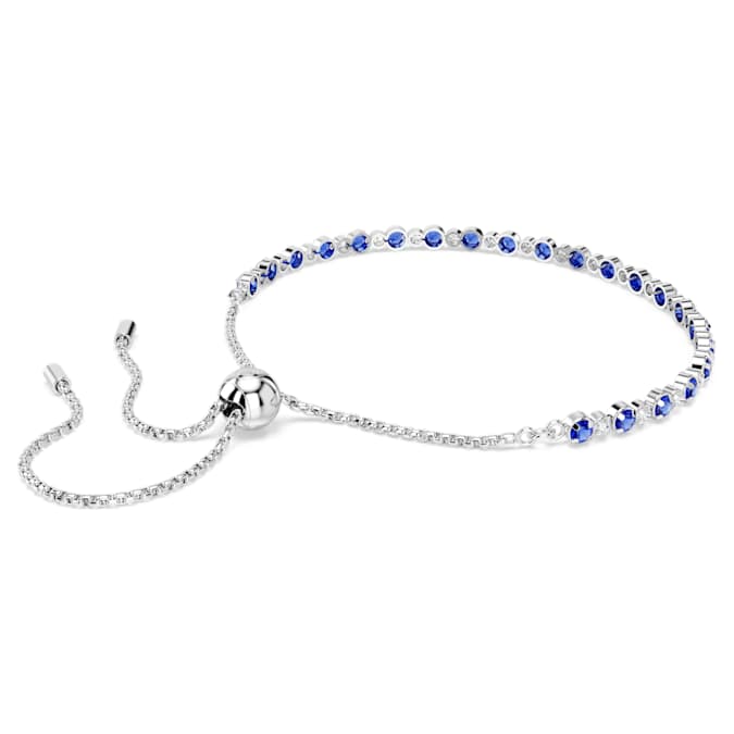 Matrix Tennis bracelet Mixed round cuts, Blue, Rhodium plated