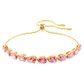 Matrix Tennis bracelet Pear cut, Pink, Gold-tone plated