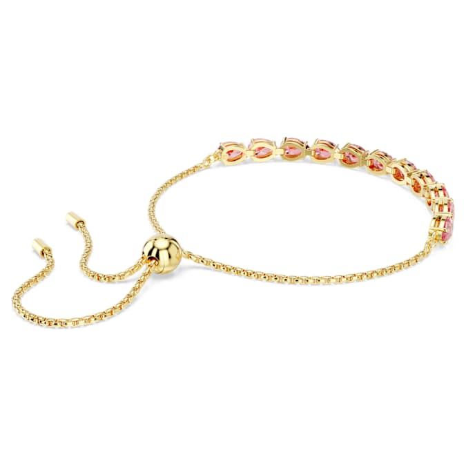 Matrix Tennis bracelet Pear cut, Pink, Gold-tone plated