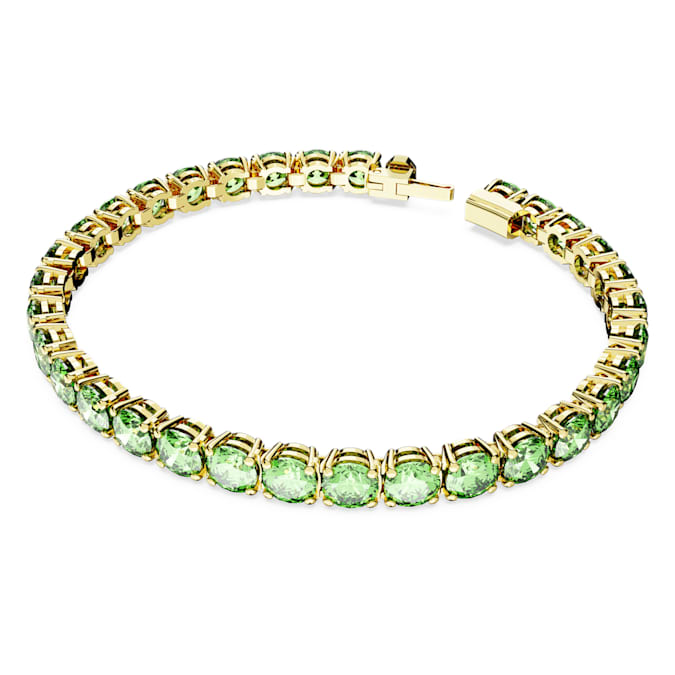 Matrix Tennis bracelet Round cut, Green, Gold-tone plated
