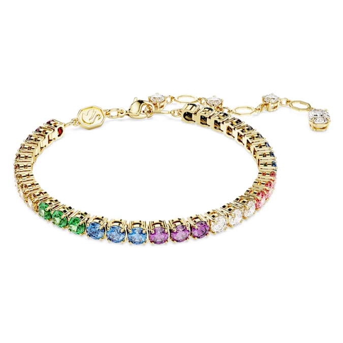 Matrix Tennis bracelet Round cut, Multicolored, Gold-tone plated