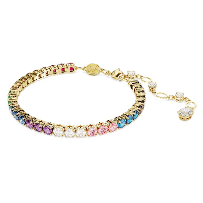 Matrix Tennis bracelet Round cut, Multicolored, Gold-tone plated