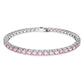 Matrix Tennis bracelet Round cut, Pink, Rhodium plated