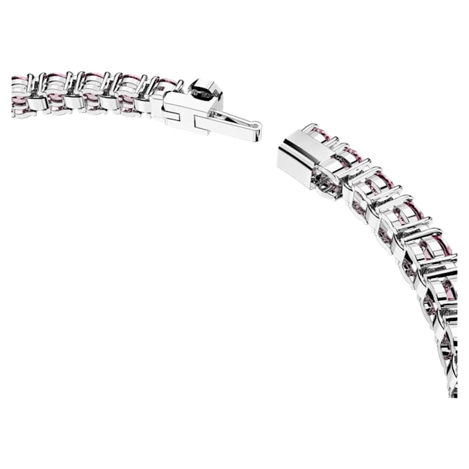 Matrix Tennis bracelet Round cut, Pink, Rhodium plated
