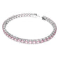 Matrix Tennis bracelet Round cut, Pink, Rhodium plated